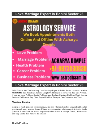 Love Marriage Expert in Rohini Sector 23   91-9873530830