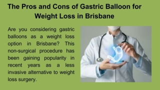 The Pros and Cons of Gastric Balloon for Weight Loss in Brisbane