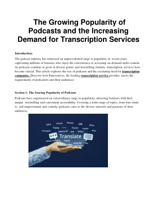 Podcasts and the Increasing Demand for Transcription Services