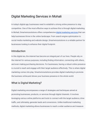 Digital Marketing Services in Mohali