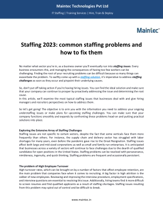 Staffing Solution 2023 - Maintec