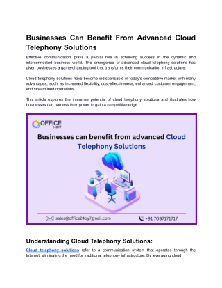 Businesses Can Benefit From Advanced Cloud Telephony Solutions