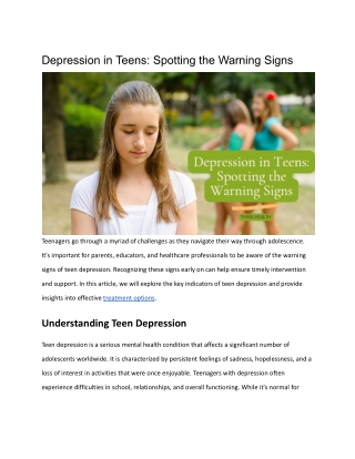 Depression in Teens_ Spotting the Warning Signs