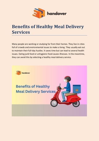 Benefits of Healthy Meal Delivery Services -Handover