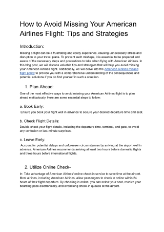 How to Avoid Missing Your American Airlines Flight_ Tips and Strategies