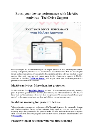 Boost your device performance with McAfee Antivirus | TechDrive Support