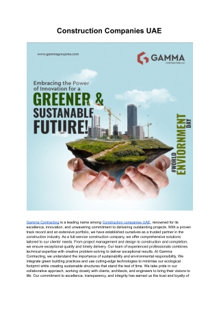 Construction Companies UAE | Gamma Contracting