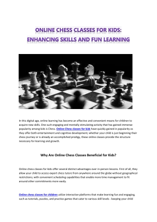 Online Chess Classes for Kids