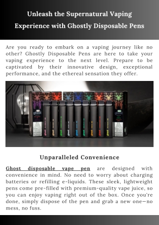 Unleash the Supernatural Vaping Experience with Ghostly Disposable Pens