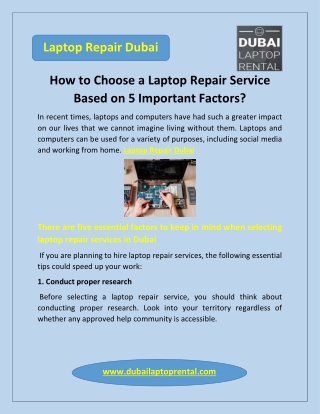 How to Choose a Laptop Repair Service Based on 5 Important Factors?