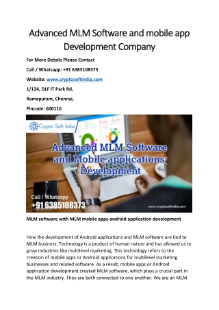 Advanced MLM Software and mobile app Development Company