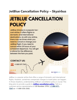 JetBlue Cancellation Policy