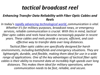 tactical broadcast reel