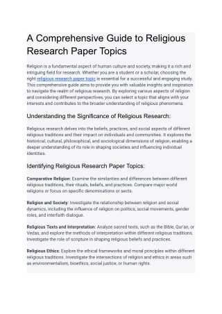 A Comprehensive Guide to Religious Research Paper Topics