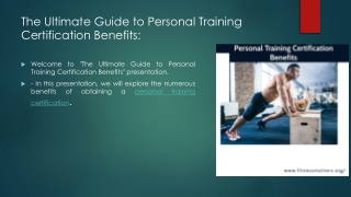 The Ultimate Guide to Personal Training Certification Benefits