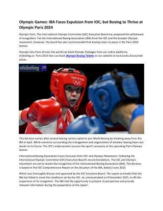 Olympic Games IBA Faces Expulsion from IOC, but Boxing to Thrive at Olympic Paris 2024