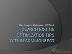 search engine optimization tips within commonspot
