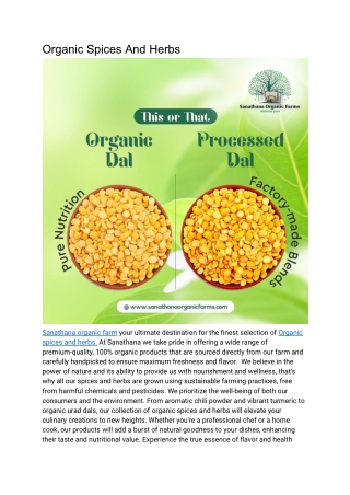 Organic Spices And Herbs |  Sanathana Organic Farm