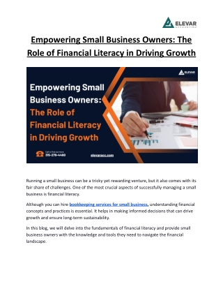 Empowering Small Business Owners: The Role of Financial Literacy in Driving Grow