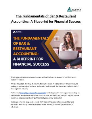 The Fundamentals of Bar & Restaurant Accounting: A Blueprint for Financial Succe