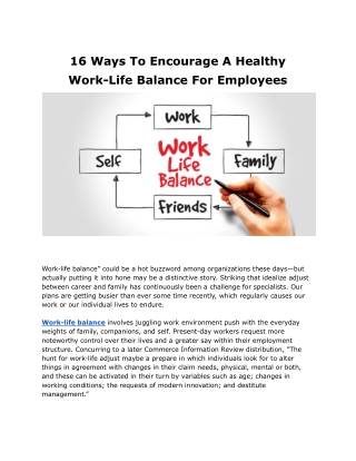 16 Ways To Encourage A Healthy Work-Life Balance For Employees