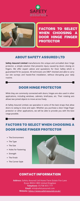 Factors to Select When Choosing a Door Hinge Finger Protector