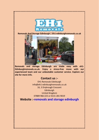 Removals And Storage Edinburgh  Eh1 edinburghremovals co uk