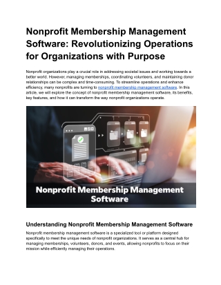 Nonprofit Membership Management Software_ Revolutionizing Operations for Organizations with Purpose