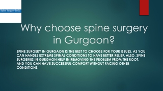 Why choose spine surgery in Gurgaon?