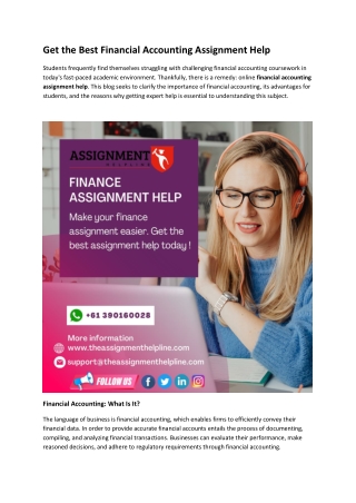 Get the Best Financial Accounting Assignment Help