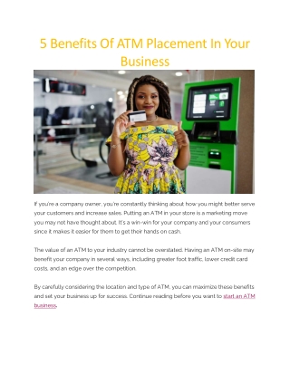 Start an atm business