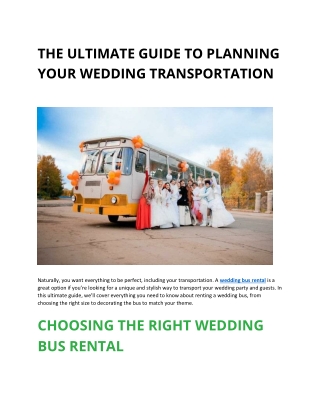 THE ULTIMATE GUIDE TO PLANNING YOUR WEDDING TRANSPORTATION