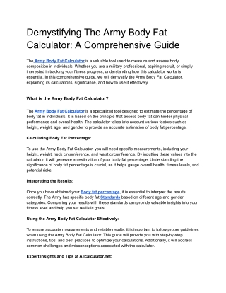 Demystifying the Army Body Fat Calculator_ A Comprehensive Guide