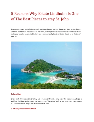 5 Reasons Why Estate Lindholm Is One of The Best Places to stay in St. John