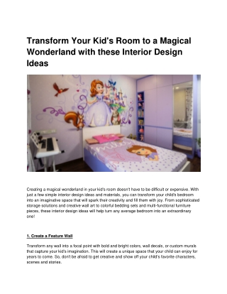 Transform Your Kid's Room Into a Magical Wonderland with these Interior Design Ideas