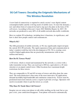 5G Cell Towers Decoding the Enigmatic Mechanisms of This Wireless Revolution