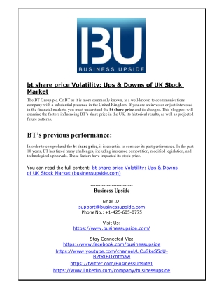 bt share price Volatility - Ups & Downs of UK Stock Market