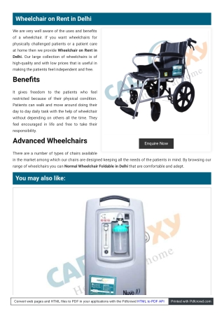 Wheel Chair On Rent