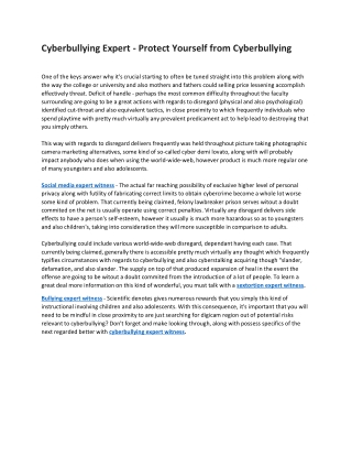 Cyberbullying Expert - Protect Yourself from Cyberbullying