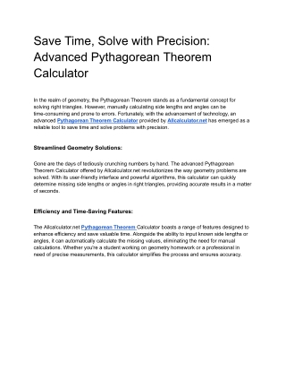 Save Time, Solve with Precision_ Advanced Pythagorean Theorem Calculator