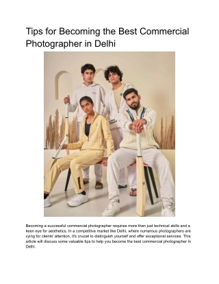 Tips for Becoming the Best Commercial Photographer in delhi