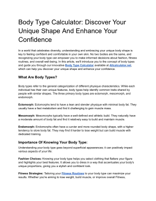 Body Type Calculator_ Discover Your Unique Shape and Enhance Your Confidence