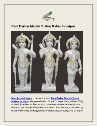 Ram Darbar Marble Statue Maker In Jaipur