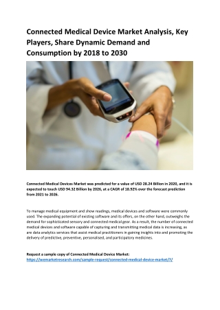 Connected Medical Device Market Size, Share, Types, Applications