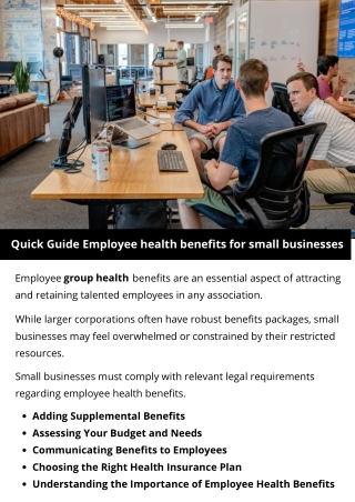 Quick Guide Employee health benefits for small businesses