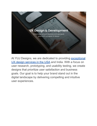 UX Design Services - YUJ Designs