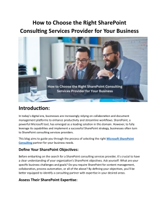 How to Choose the Right SharePoint Consulting Services Provider for Your Business