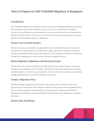 The Benefits of SAP S_4HANA Implementation in Bangalore