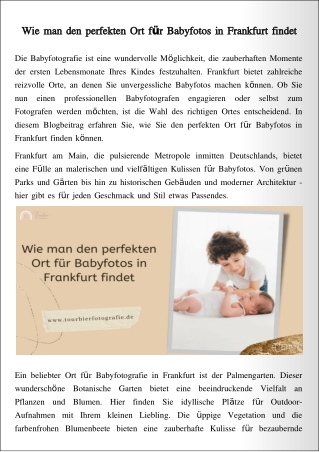 Wie man den perfekten Ort für Babyfotos in Frankfurt findet