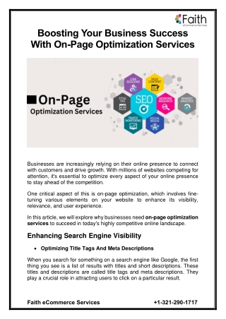 Boosting Your Business Success With On-Page Optimization Services